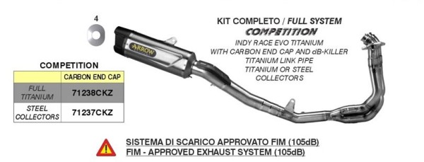 ARROW COMPETETION Komplettanlage mit Veloce Endschalldämper für Triumph Daytona 660 2024- Titankrümm