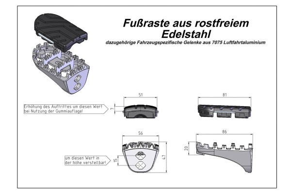 SW-Motech Verstellbare Fußrasten ION, Edelstahl, für Honda CRF 1000 L Africa Twin