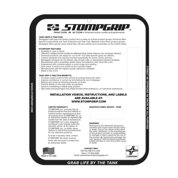 Stompgrip Tank Pad klar, Icon, Streetbike Tank Kit - Tank Seiten, für Honda CBR600RR, 2024-2025