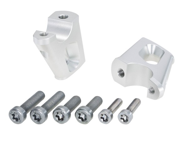 Lenkererhöhung H=25 mm mit Versatz 23 mm zurück silber für BMW R nineT (14-16) Hepco & Becker