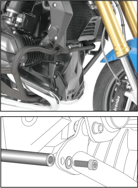 Versteifungsstrebe anthrazit für Motorschutzbügel für BMW R 1200 GS LC (13-18) Hepco & Becker