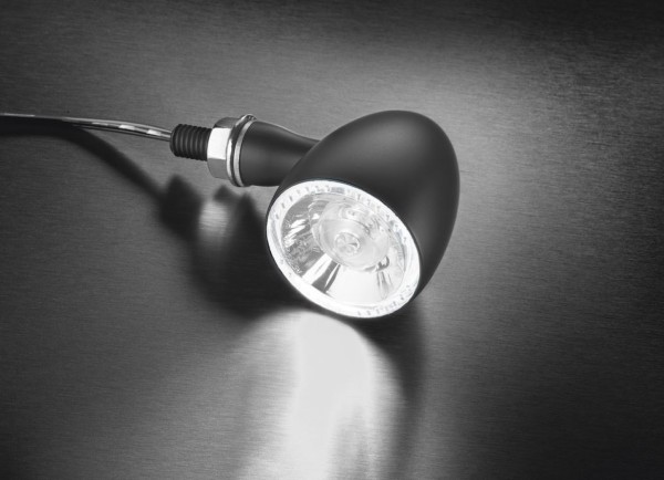 Kellermann Blinker mit Positionslicht, Bullet 1000 PL white, Stahl, LED, VL/VR, 12 V, schwarz matt