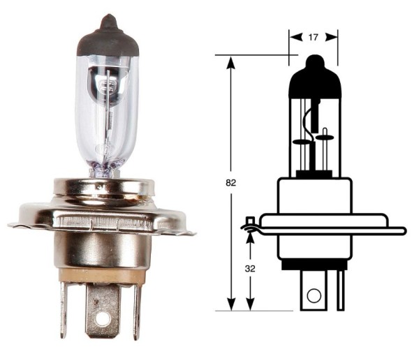 Ring Leuchtmittel, Glühlampe, H4, Blisterverpackung 1 Stück, 12 V, 60/55 W, P43t