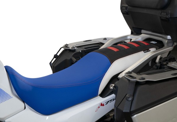 Sitzbezug für Honda XL 750 Transalp (23-24), blau / weiß / schwarz mit roten Einsätzen