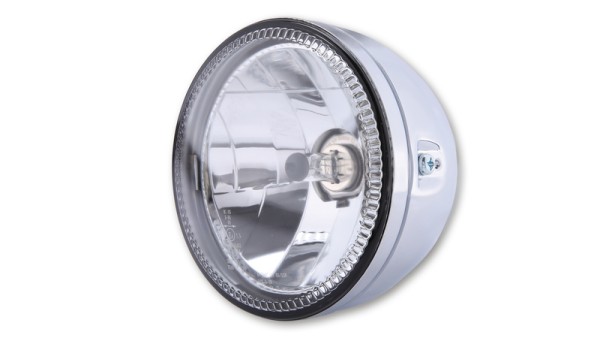 HIGHSIDER pro 5 3/4 Zoll Hauptscheinwerfer Skyline H4 Chrom Mit LED Standlichtring, E-Geprüft (1Stck