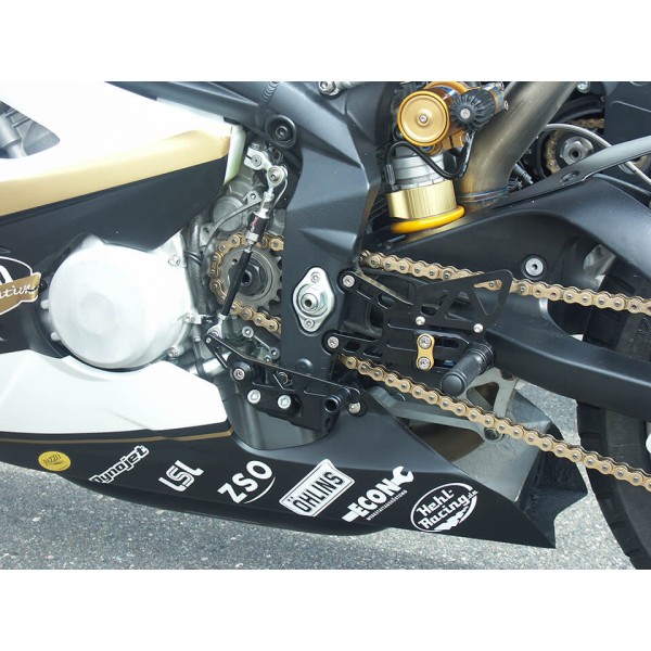LSL 2Slide-Rastenanlage für Triumph Daytona 675, 2006-2012, schwarz-rot, mit Umkehrschaltung, Racing