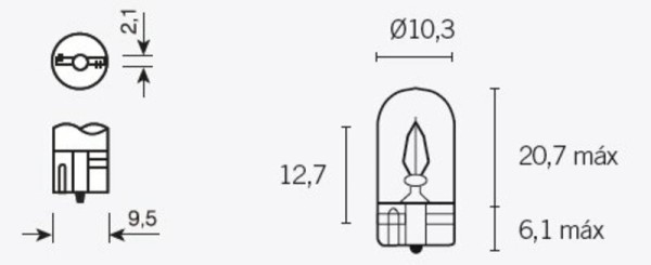 Tecnium T10 Glühlampen 12V 3W - x10