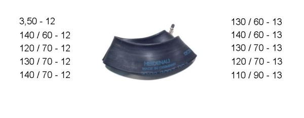 Heidenau Schlauch 12/13 Zoll, Ventil 34G, 3.50,110/100-,110/90-,120/80-,130/80-,120/70-,130/70-,140/