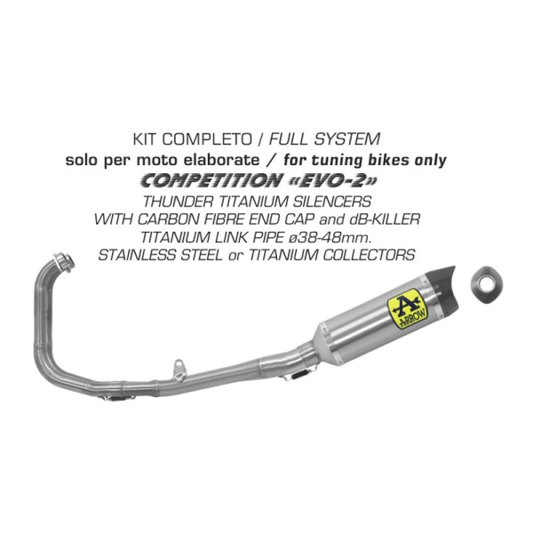 ARROW Auspuff Komplettanlage THUNDER COMPETITION EVO-2 FULL SYSTEM für Yamaha YZF-R3 2015, Titan u.