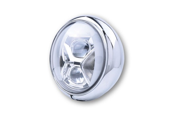 HIGHSIDER pro 7 Zoll Scheinwerfer HD-Style Typ 8 LED Chrom Mit TFL, Kurvenlicht, E-Geprüft (1Stck)