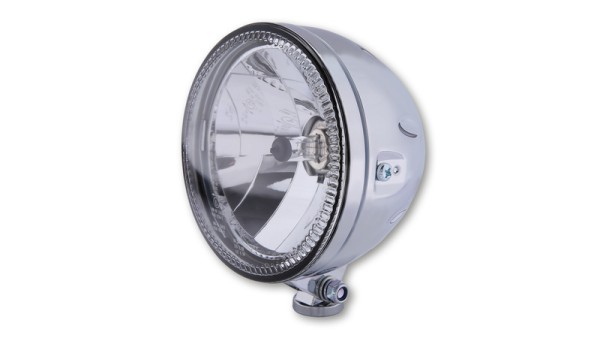 HIGHSIDER pro 5 3/4 Zoll Hauptscheinwerfer Skyline H4 Chrom LED Standlichtring, E-Geprüft (1Stck)