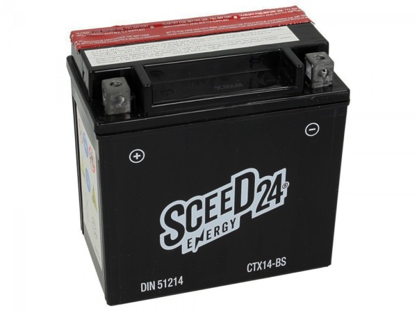 Sceed 24 Gel Batterie YTX14-BS, 12 V, 12 A, wartungsfrei / CTX14-BS, inkl. Säurepack
