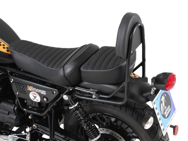 Sissybar ohne Gepäckbrücke schwarz für V 9 Bobber (Bj.17-) Modell mit langer Sitzbank