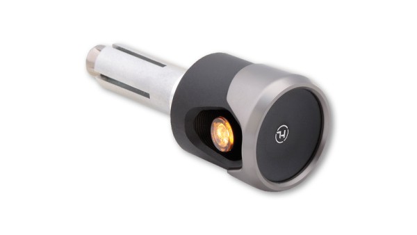 HIGHSIDER Pro Akron-Flash LED Bar End Indicator Gehäuse Schwarz-Titan / Linse Orange (Paar), Vorn