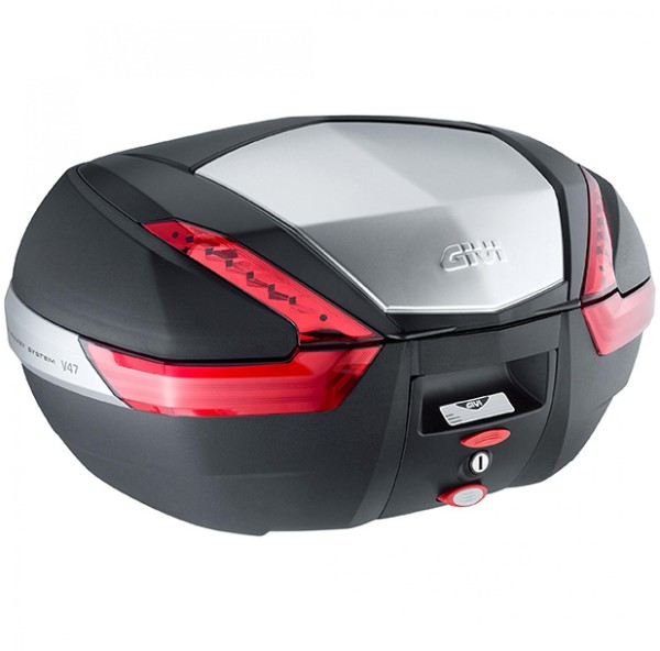 V47 MONOKEY Topcase 47 Liter schwarz / alu mit roten Reflektoren Givi