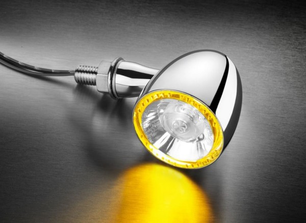 Kellermann Blinker mit Positionslicht, Bullet 1000 PL, Stahl, LED, VL/VR, 12 V, chrom glänzend