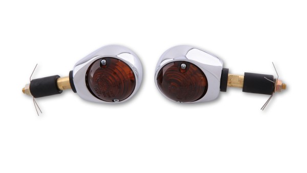 HIGHSIDER Smart Ochsenauge Glühlampen Lenkerendenblinker Gehäuse Chrom / Linse Rauchgrau (Paar), Vor